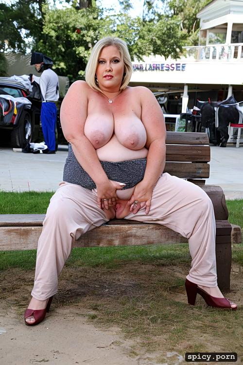 big ass, masturbating, large belly, obese, sitting on bench