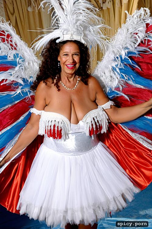 beautiful smiling face, 71 yo beautiful white caribbean carnival dancer