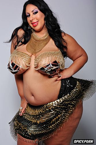 curvy, gorgeous voluptuous egyptian bellydancer, gold and silver jewelry