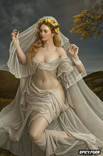 nymphs dressed in transparent veils, image of the birth of venus in the style of sandro botticelli