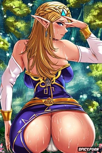 tight thong, small perky tits tight wet pussy, sweating, hyrule