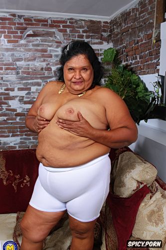 topless, small shrink boobs, flip flop tap in foot, an old fat bhabi indian granny