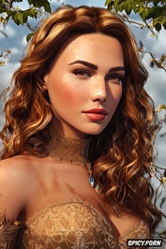 k shot on canon dslr, masterpiece, innocent, bethany hawke dragon age beautiful face tan sun kissed skin long soft chestnut brown hair