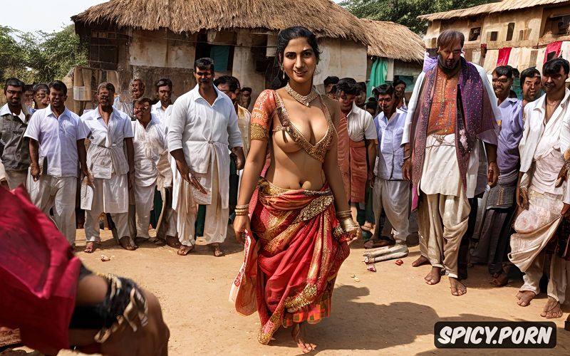 a subjugated physically overpowered bewildered 30 year old gujarati villager beauty is forcefully undressed opening her vagina by a group of panchayat men