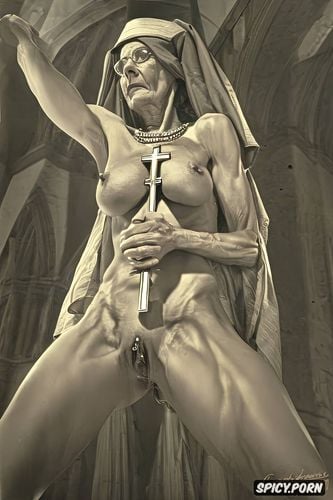 church, loose flat tits, cathedral, shaved pussy, extremely skinny