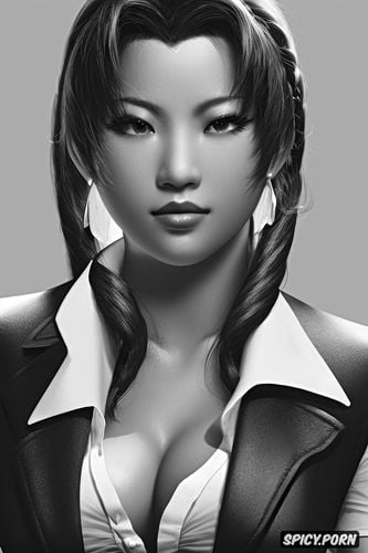 aerith gainsborough final fantasy vii black blazer white shirt shirt unbuttoned beautiful face asian skin young