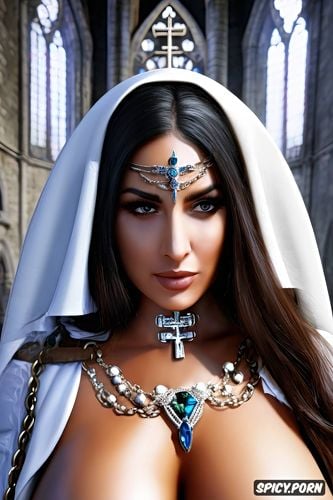 tits out, high resolution, catholic nun, extreme detail beautiful face young