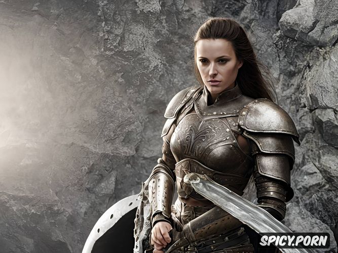flowing hair, leather armor, sexy warrior princess, revealing armor