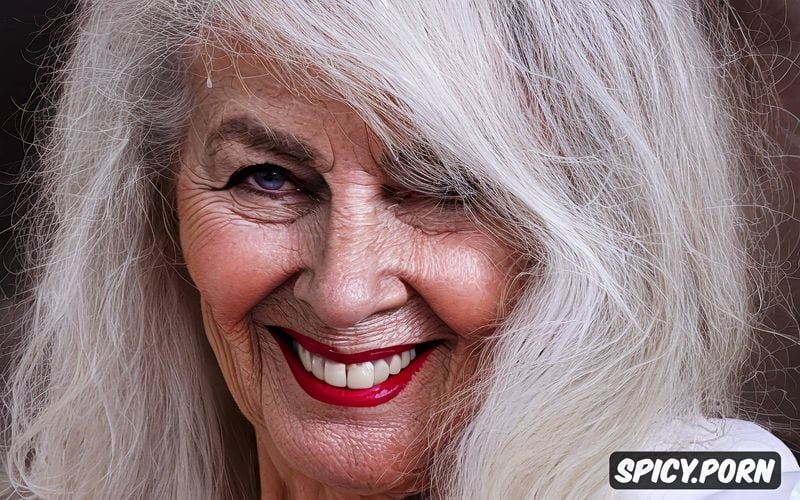natural tits, gilf, white hair, gilf face generator, face with wrinkles