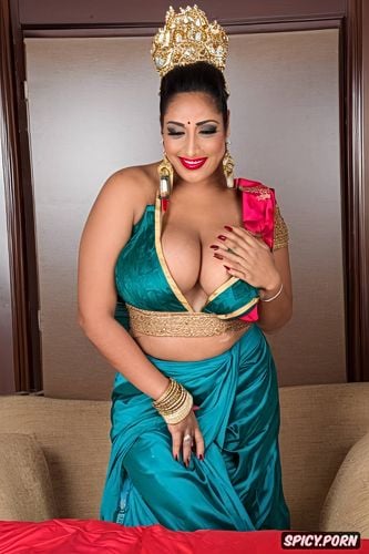 color photo, beautiful, wide broad hips, gorgeous voluptuous indian model milf bride