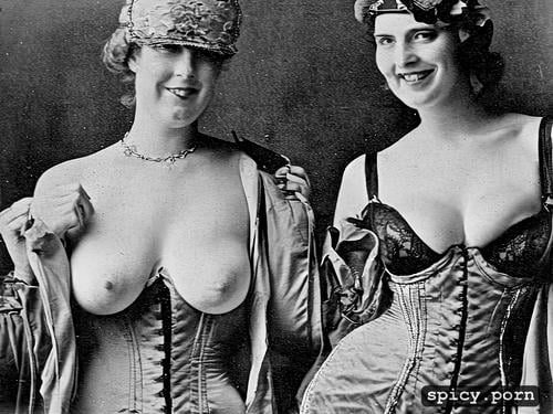 exposed breasts, victorian are clothing, orgy, looking horny