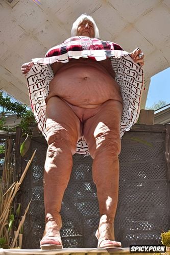 giant and perfectly round areolas very big fat tits, wrinkles big fat legs