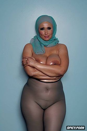 hyper realistic skin, curvy milf in her late forties, stunning middle east lady