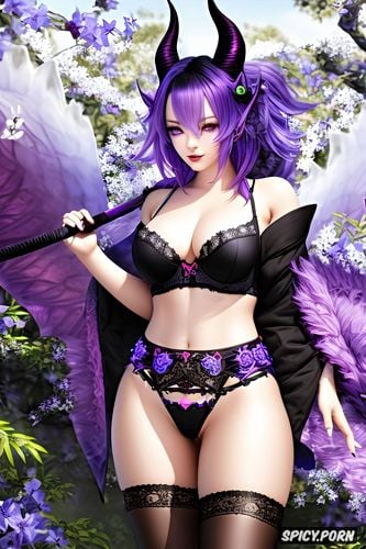 highres, sexy lingerie, masterpiece, white ethnicity, perfect tiny female samurai