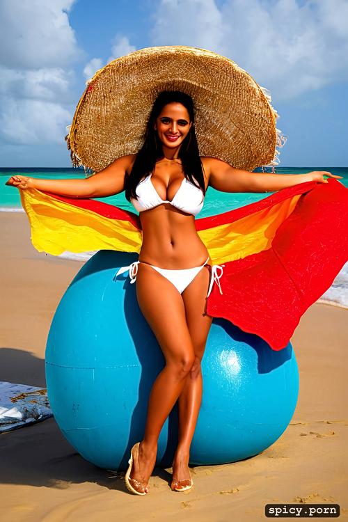 huge natural boobs, wide hips, beach, 21 yo beautiful white caribbean carnival dancer