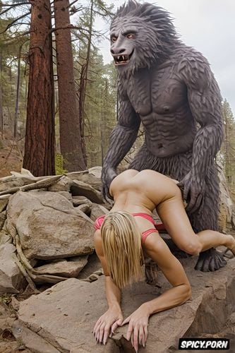 acute sexual arousal, sasquatch fat dick fills her pussy, enjoys sasquatch fucking her doggy style