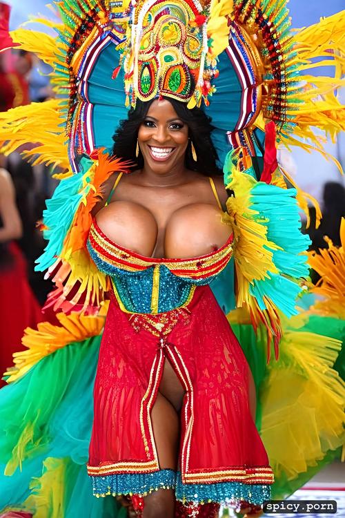 color portrait, 2 legs, beautiful performing carnival dancer