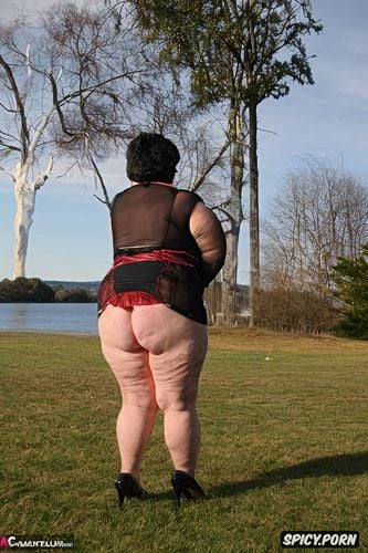 red ass from whipping, nipples with clamps, fat old woman, arms in a cross