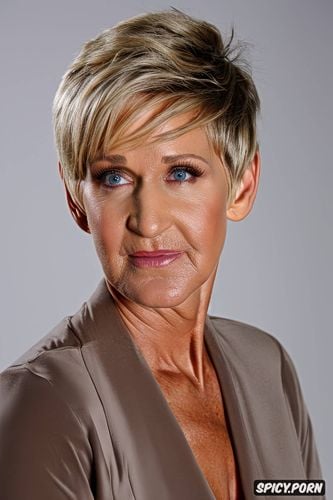 hyper realistic, hyper detailed face, ellen degeneres, textured skin