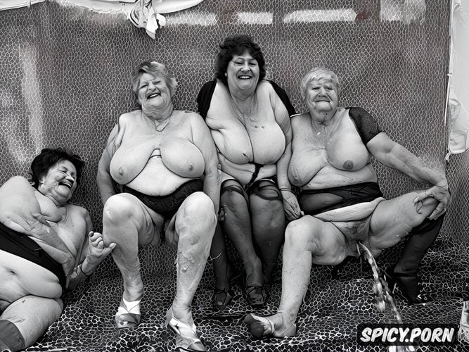 fat bellies, crazy smiles, two grannies lesbians, pissing lesbians grannies