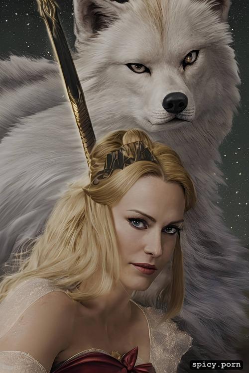 close up portrait, miniskirt, wolf, blonde, spreading legs, kathryn erbe
