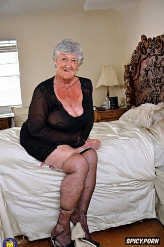 ninety nine of age matronly granny she squats down on me it feels so good on my dick in bedroom indoors silk sheets on bed cowgirl riding my dick white american bbw ssbbw granny