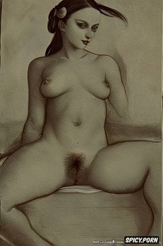 leonardo davinci painting, visibile pussy lips, nighttime, extra wide hips