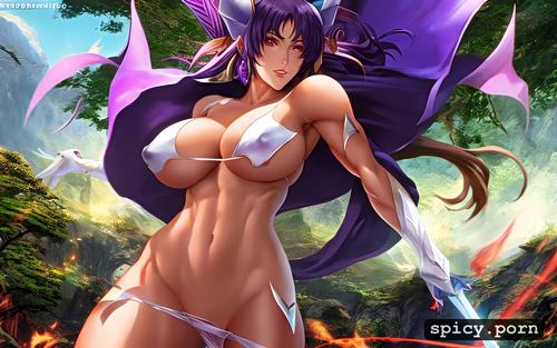 beautiful female battle mage, dungeon and dragons, nsfw, wide angle