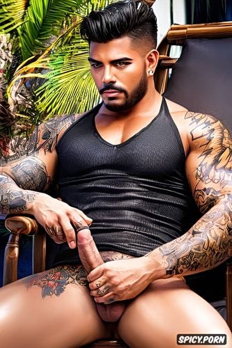 imagen hombre solo moreno mexicano atletico musculoso guapo pene super dotado erecto xxl desnudo tatuado
