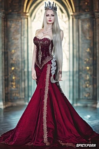 19 years old, full lips, masterpiece, wearing a tight regal black and red gown