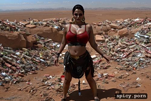 futuristic, location cybercity landfill trash in desert, ultra res