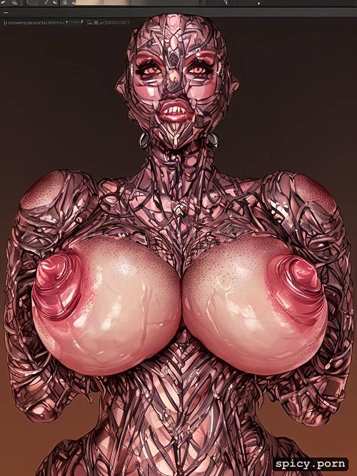 beauty mark, 10240x tessellation, oversized bulbous nipples