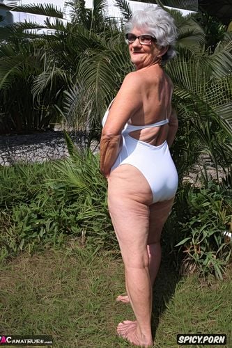 white skin, brazil swimsuit, big ass, cellulite ass, detailed cameltoe