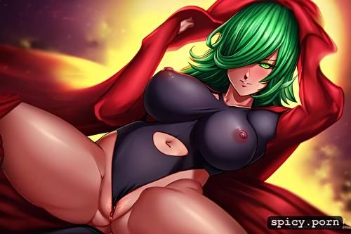 thick thighs, green hair, ultra quality, crystal clear, full bright