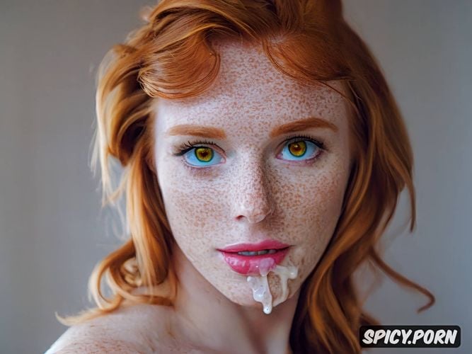 volumetric lighting, pale skin with a few freckles, ginger hair