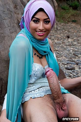 futanari, hijab, ultra realist, fully naked, giant dick big erect penis xxl