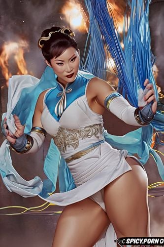 chun li streetfighter, long dress, evil