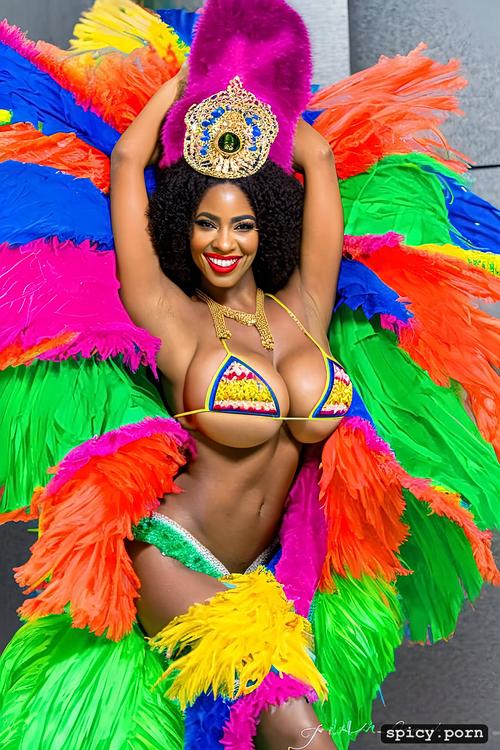 39 yo beautiful performing brazilian carnival dancer, perfect stunning smiling face