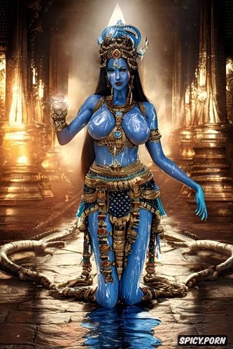 blue skin, hindu female god, fucking in public, fucking in temple