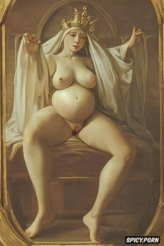 virgin mary nude, renaissance painting, spreading legs, pregnant