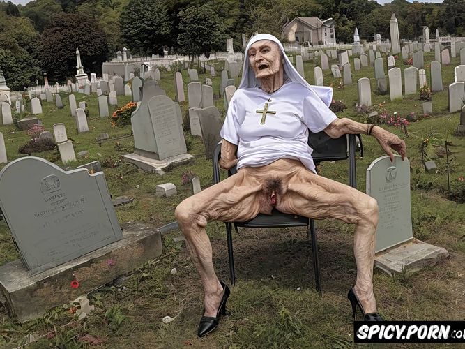 grey hair, point of view, very old granny, zombie, outdoors