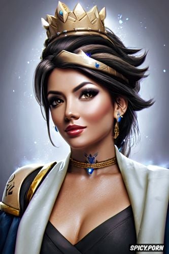 ultra detailed, tracer overwatch slutty greek goddess flowing greek robes crown tattoos beautiful face portrait masterpiece