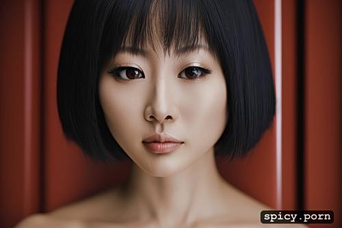 35 yo, japanese woman, fit body, beautiful face, sauna, close up