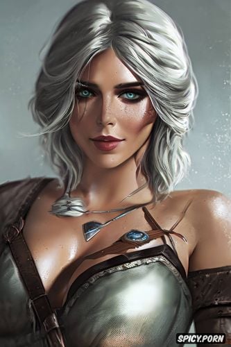 ciri the witcher beautiful face portrait muscles, abs, k shot on canon dslr