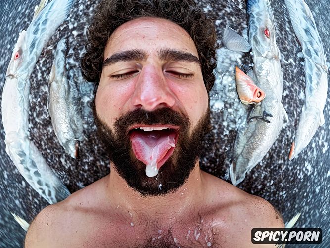 cum splattering, intricate hair and beard, fish eye perspective 1 5