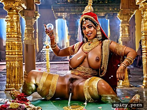 hindu temple, wedding ceremony, watersports, wife drinking husband s urine with open mouth