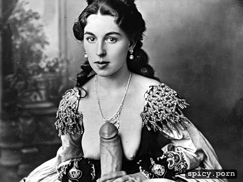big glossy eyes, small firm breasts, royal palace, pov historically accurate 19th century cute 18 yo german princess on her knees
