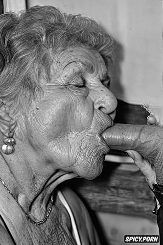 old lady cook sucking dick, cute, depth of field, age 80 scottish
