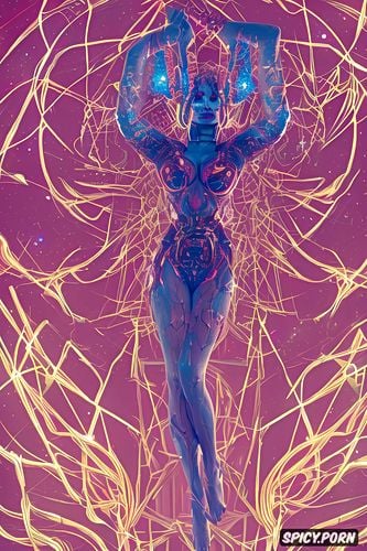 space, aztec female ghost, vibrant, centered, spirit, carne griffiths