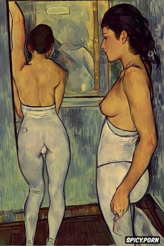 maurice denis, white nylons, sibel kekilli, in shady bathroom bathing intimate tender modern post impressionist fauves erotic art